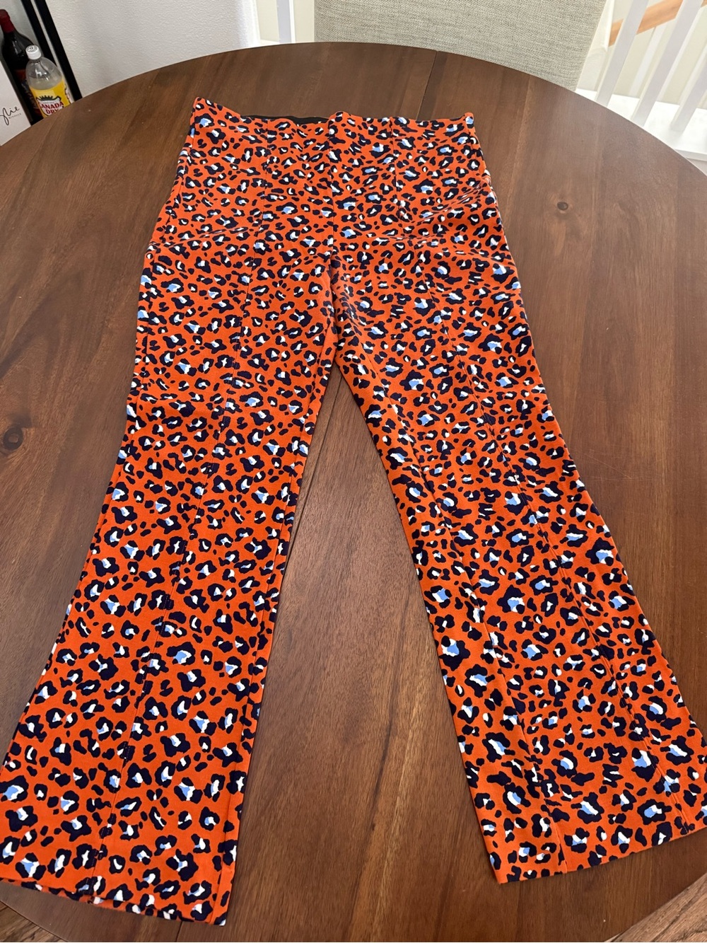 Maeve Orange Leopard Print Women's Flare Pants
